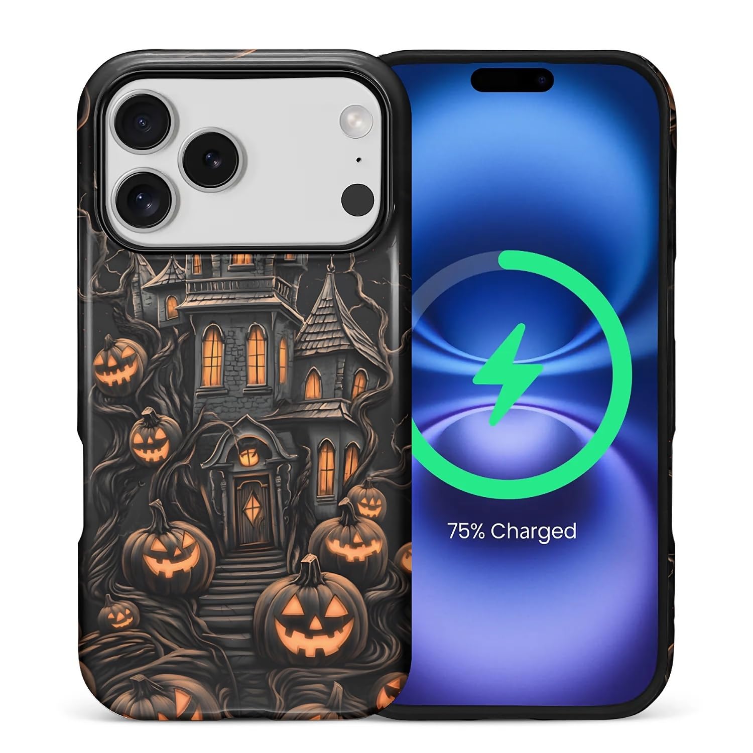 for iPhone 17 Pro Case for Women Girl Men Boy, Compatible with MagSafe, Shockproof Soft Silicone & Hard PC Shell Protective Case for iPhone 17 Pro - Spooky Halloween Haunted House Spooky Halloween Haunted House IPhone 17 Pro