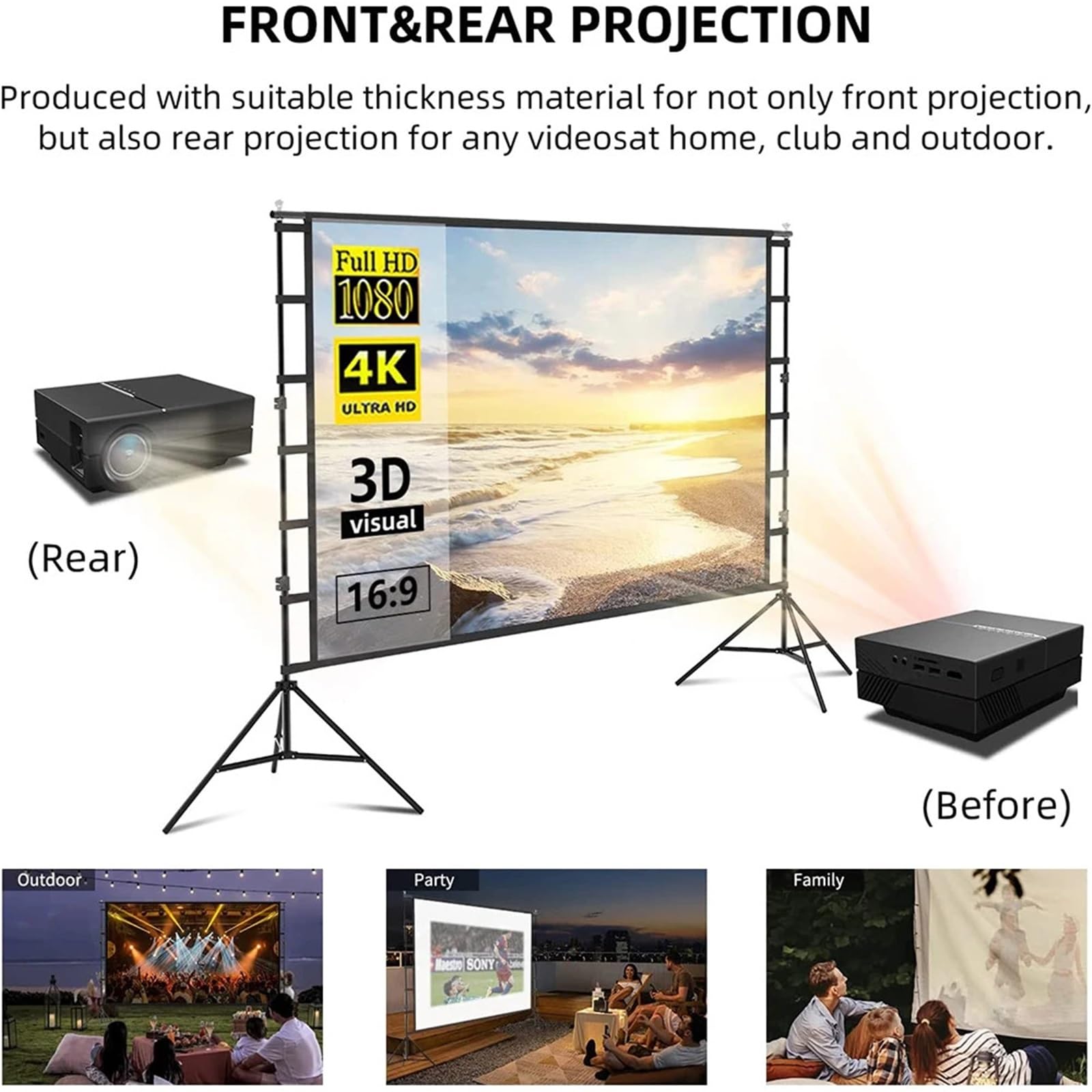 Pantalla De Proyector con Soporte W