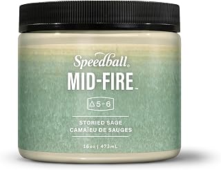 Speedball Mid-Fire Glaze, Storied Sage, 16 Ounce Jar for Pottery and Ceramics