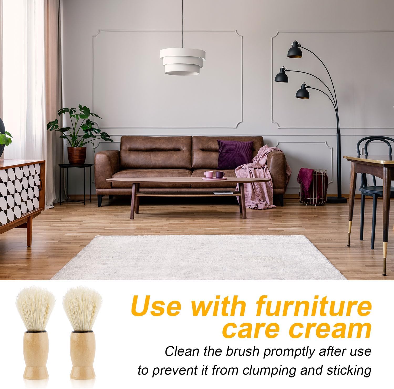 2pcs Furniture Salve for Leather, Wooden Furniture Oil Brush with Comfortable Handle Durable Salve Brushing Tool for Leather Wood, Protect & Avoid Scratches