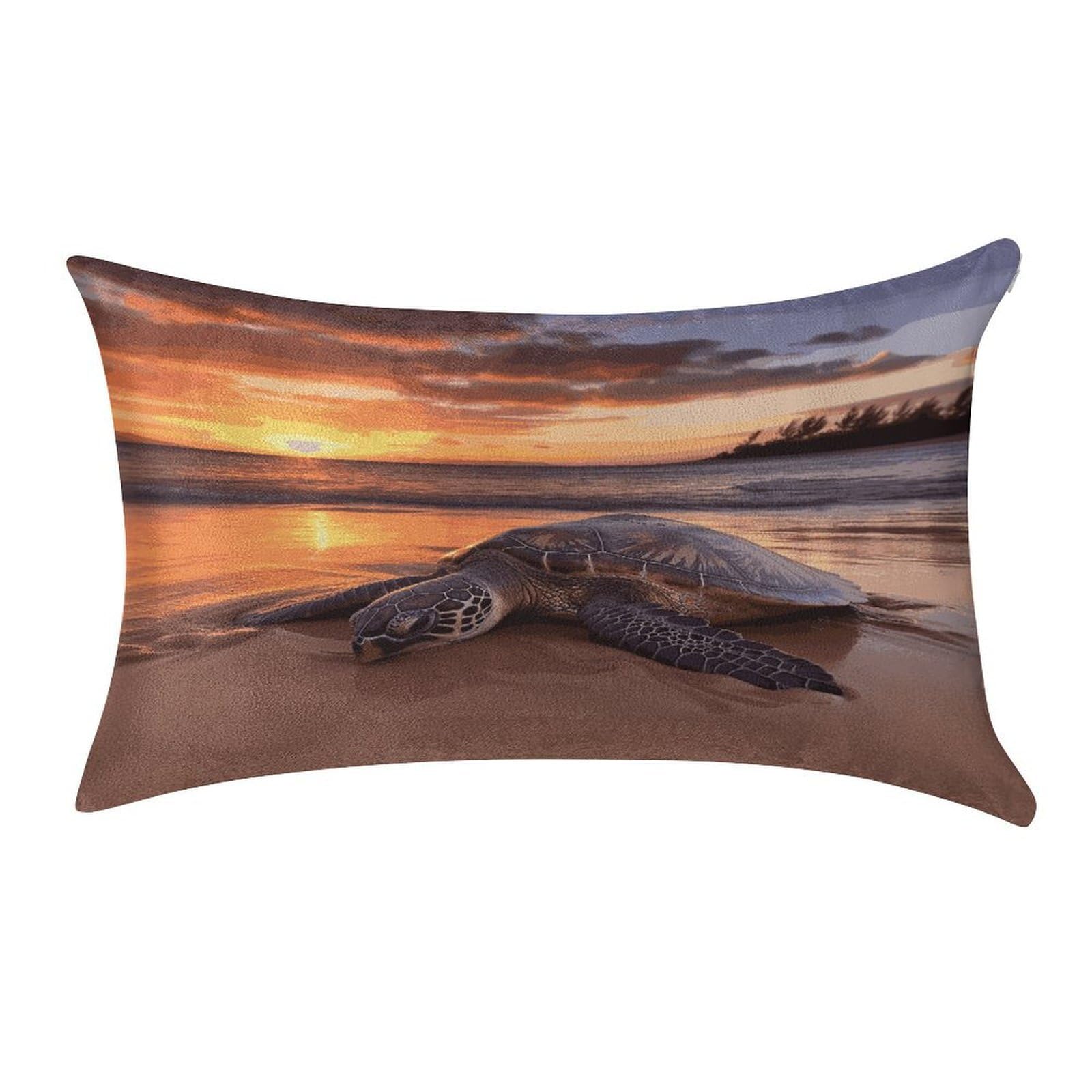 MUSM Sea Turtle Sunset Pillow Case 12"X20" Luxury Velvet Throw Pillow Cover Fade Resistant Cozy Soft Pillowcases Pillow Protector Pillow Shams Lumbar Pillow Shells for Home&Gifts