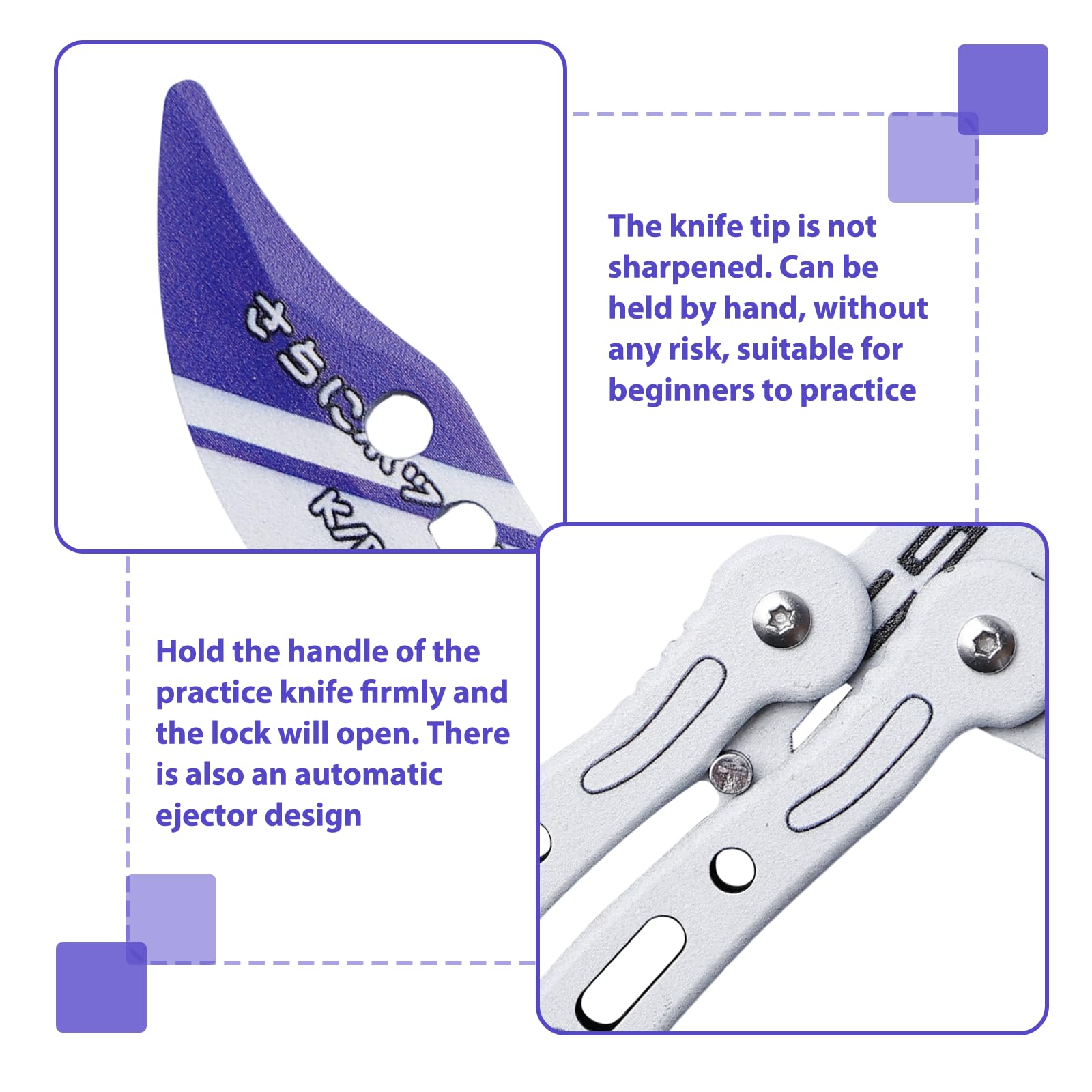 2 Stück CSGO Butterfly Trainer: Butterfly Messer zum Üben Ungeschärfte Klinge, Butterfly Kamm Edelstahl für Trainingsmesser AnfäNger-Der Flipping Tricks üBt (Weiß + Schwarz)