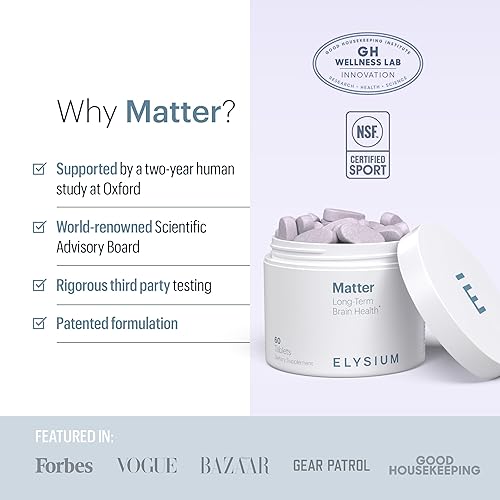 Miniatura 4 de ELYSIUM Matter Suplemento cerebral para memoria y enfoque, fórmula avanzada de memoria con Omega 3, vitaminas recomendadas por médicos para la salud