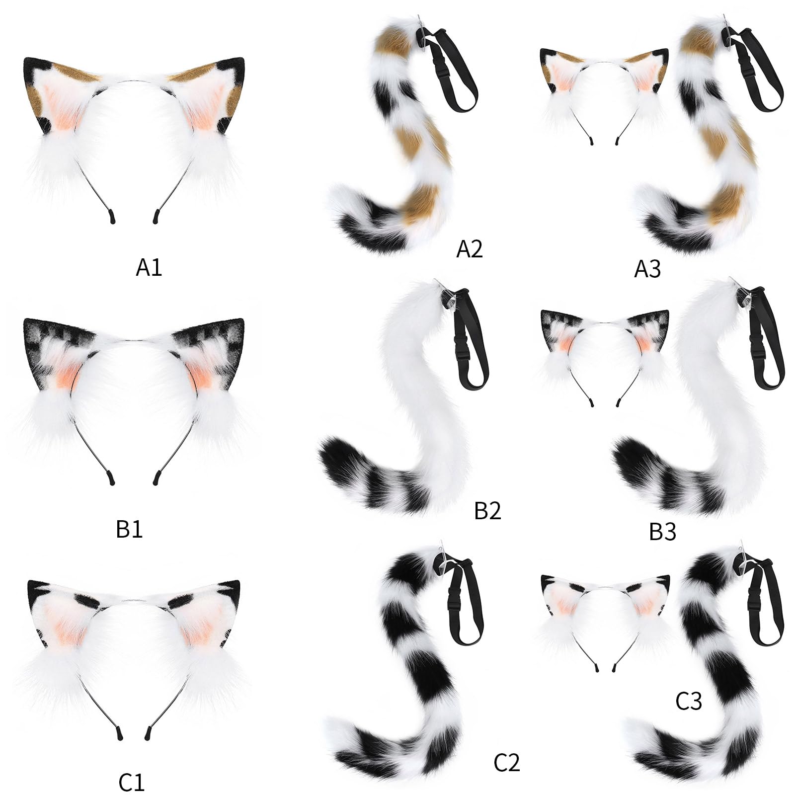 Juego de diadema de 1/2 piezas con gatos, lobo,