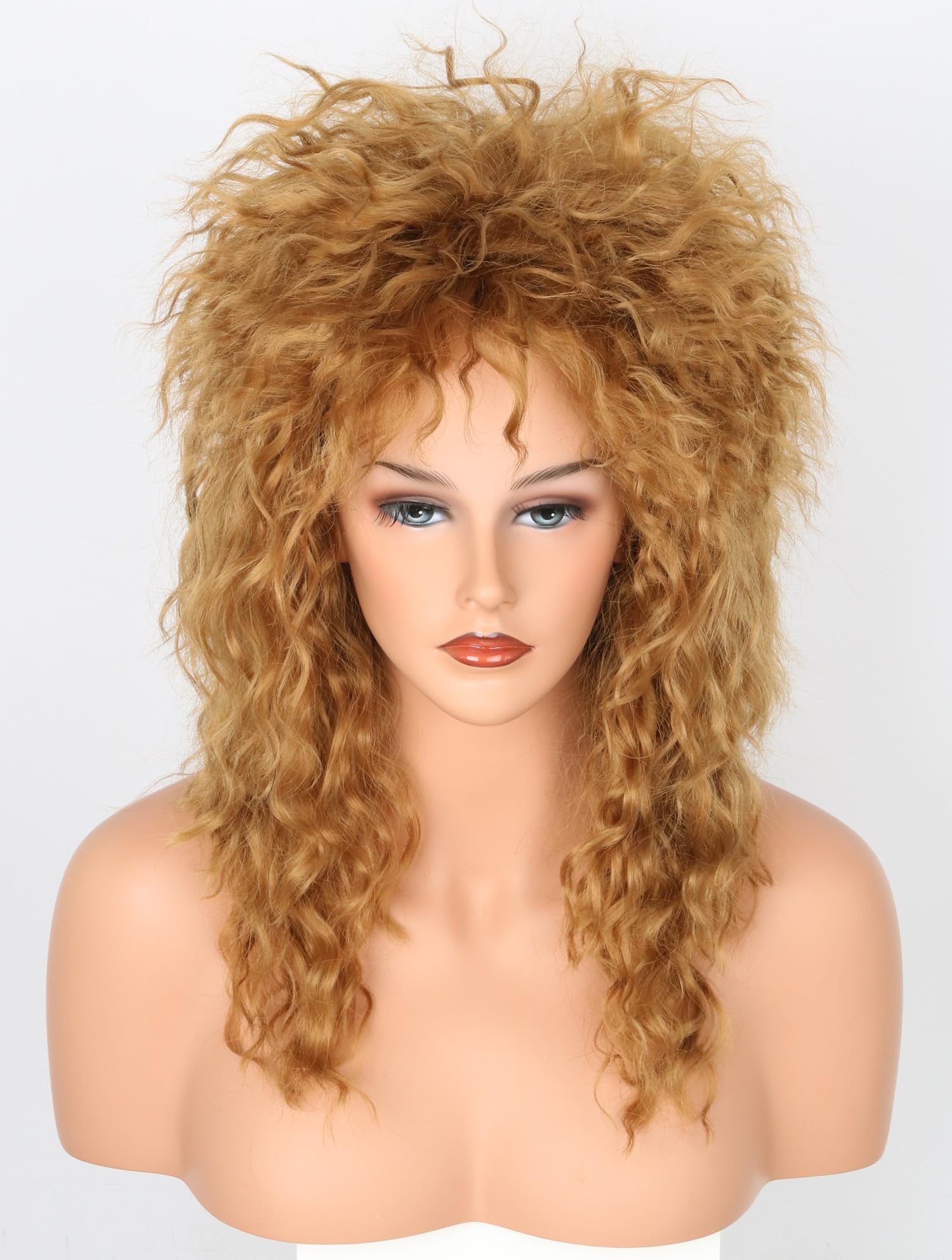 80s Boogie Babe Adult Long Curly Brown Wig main image 1
