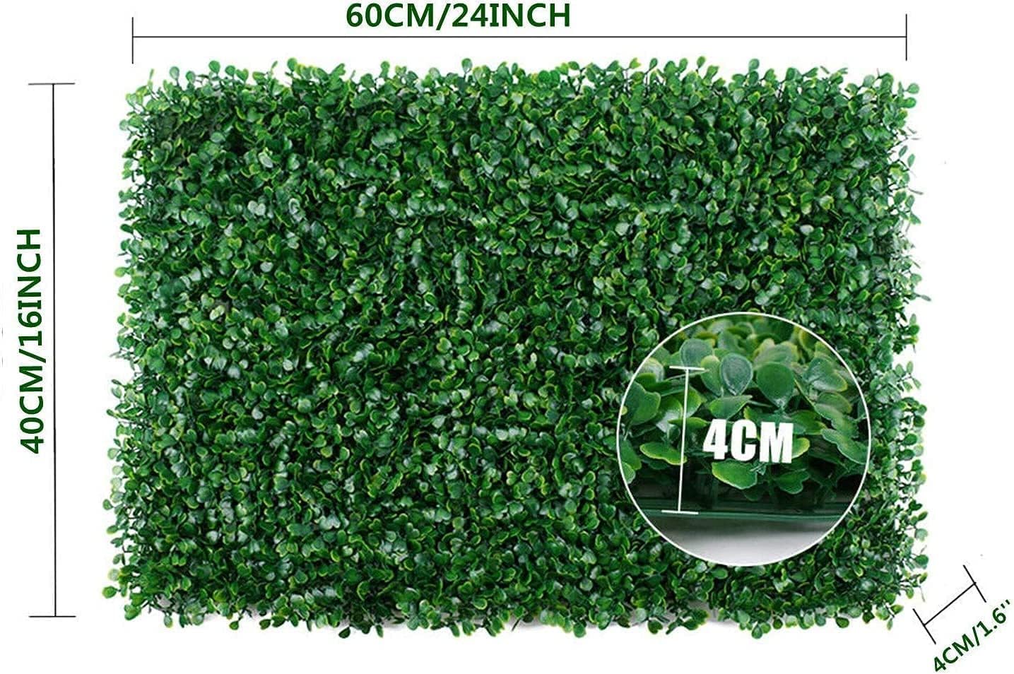 uyoyous 12PCS 24"x16"Artificial Boxwood Panels Topiary Hedge Plant Indoor Outdoor Privacy Hedge Screen Artificial Grass Backdrop Wall Panel for Garden Backyard