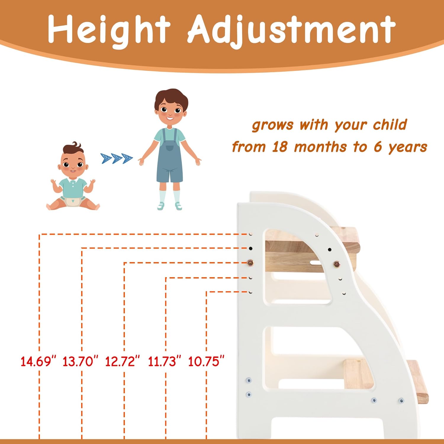 Wooden Step Stool for Toddlers with Natural Wood Steps,Adjustable Multi-Level Kids Step Stool for Growing Toddlers,Ideal for Kitchen,Sink&Playroom Use(Beige)