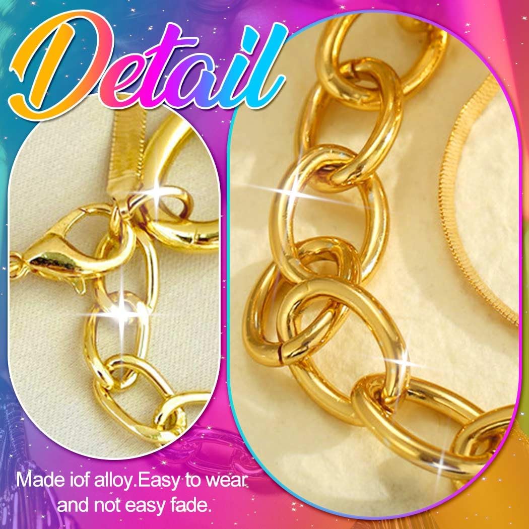 Nicute Fashion Gold Choker Necklace Layered Thick Link Chain Punk Statement Necklace for Women - Image 5