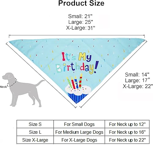 Miniatura 3 de ADOGGYGO Pañuelo de cumpleaños para perro y niña y niño, sombrero de fiesta de cumpleaños con bonito lazo para perro pequeño (pequeño, azul)