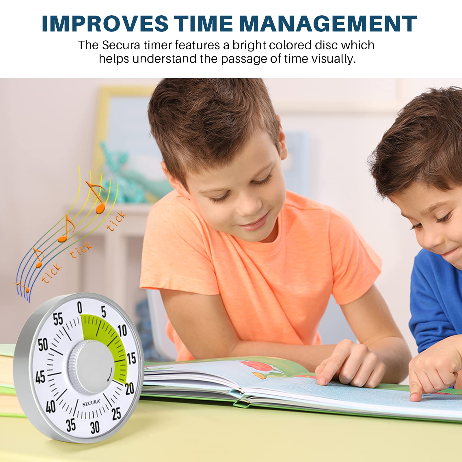 Snapklik.com : Secura 60-Minute Visual Timer 6-Inch Mechanical ...