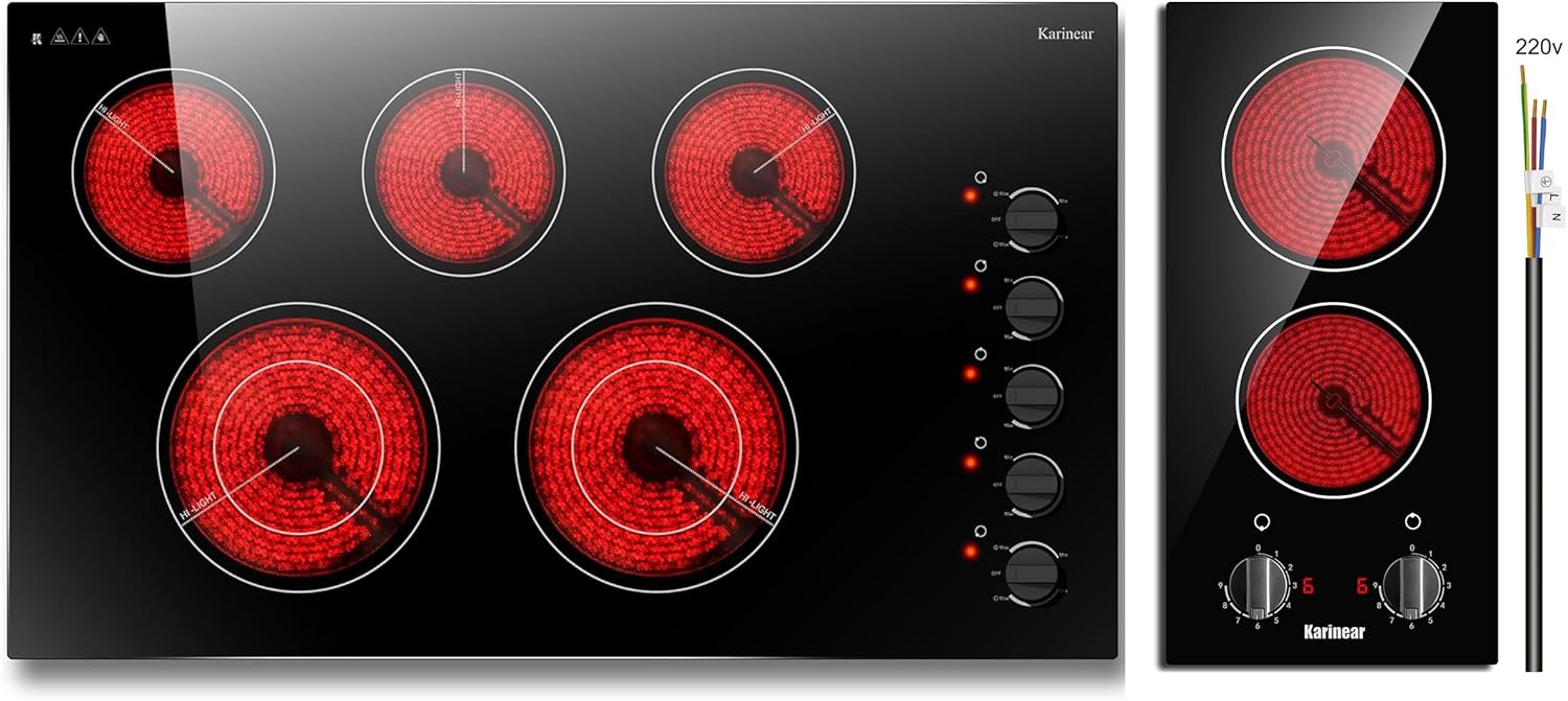 Karinear 2 Burner Electric Cooktop and 36 Inch Electric Cooktop Bundle