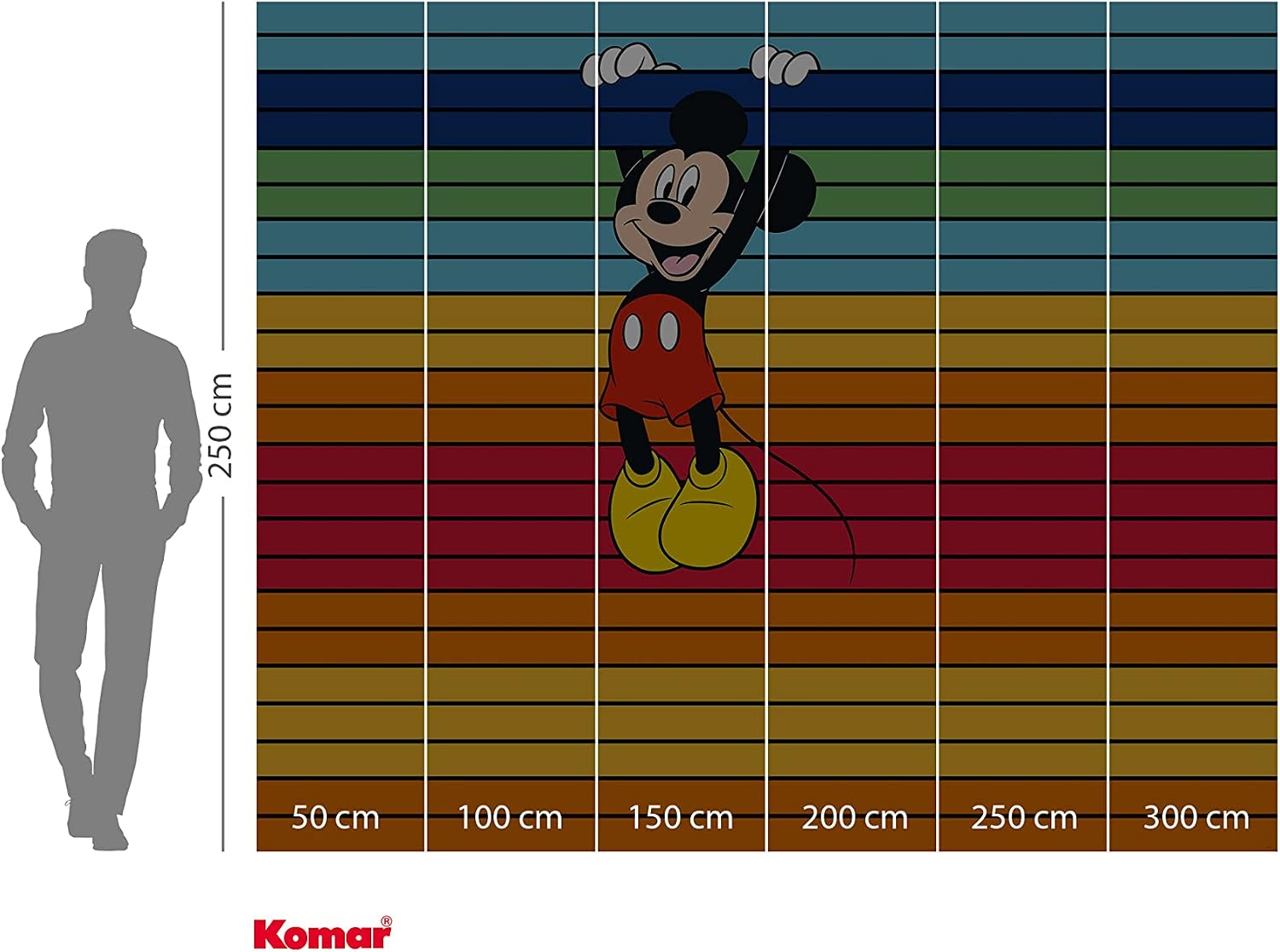 Komar Non-Woven Photo Wallpaper - Mickey Magic Rainbow - Size 300 x 250 cm (Width x Height) - Disney Children's Bedroom Wallpaper