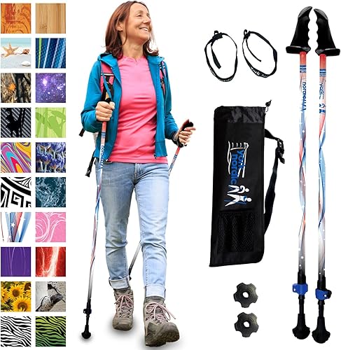 York Nordic Motivator - Bastones de senderismo para equilibrio y rehabilitación, agarres de estabilidad patentados, ligeros, ajustables y plegables,