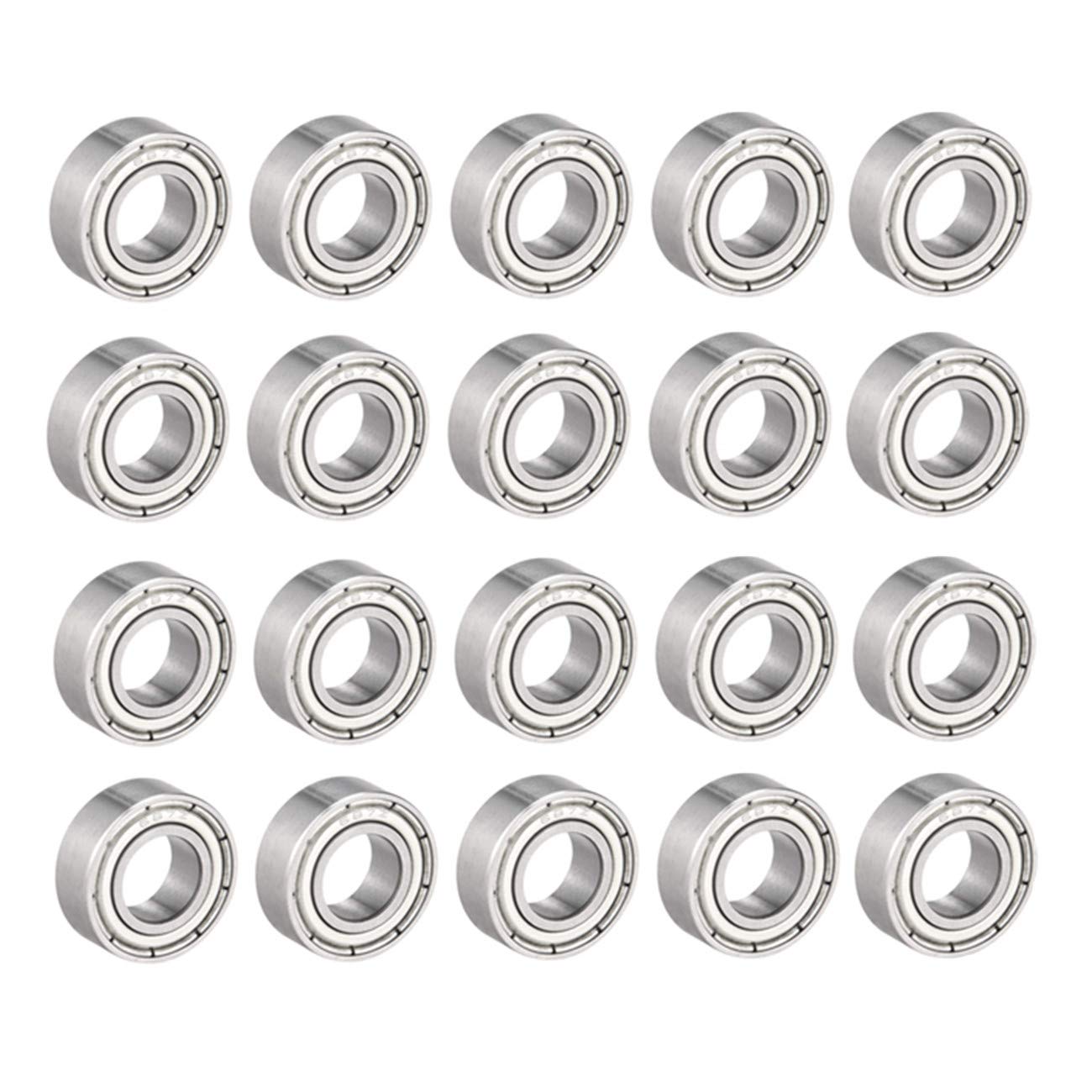 HLin 687ZZ Deep Groove Ball Bearing Double Shield 687-2Z, 7mm x 14mm x 5mm Carbon Steel Bearings (Pack of 20)