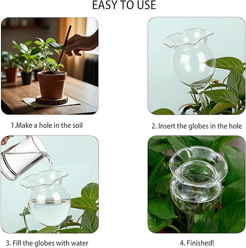 Miniatura 5 de Adabocute Globos de riego automático para plantas, picos de riego automático, dispositivos de bombillas de agua de vidrio transparente soplado a