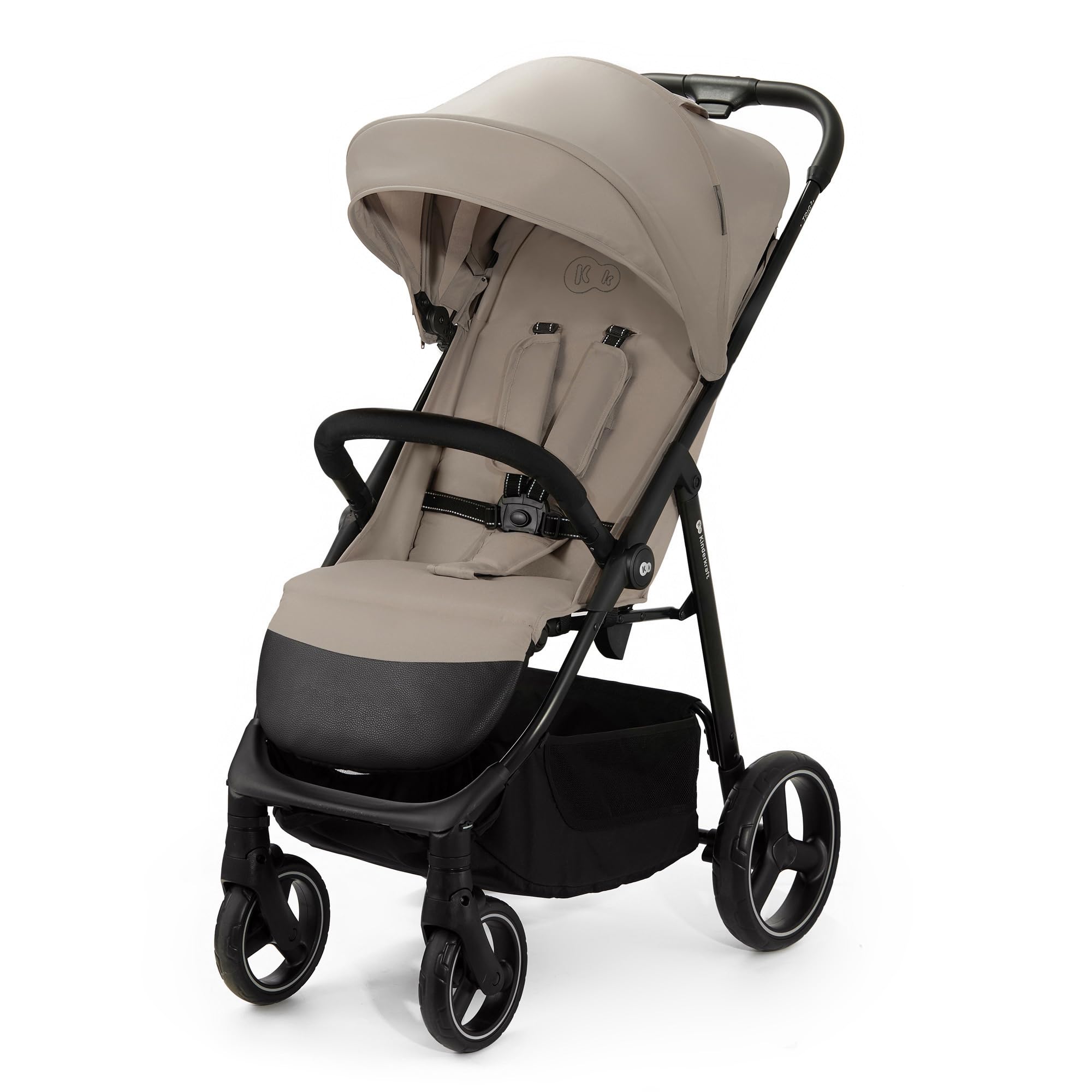 Kinderkraft TRIG 3, Silla de Paseo, Ligera y manejable, Suspensión, Cinturón de 5 puntos, Reposapiés, Ajustable, Carga máxima de 25 kg, Beige