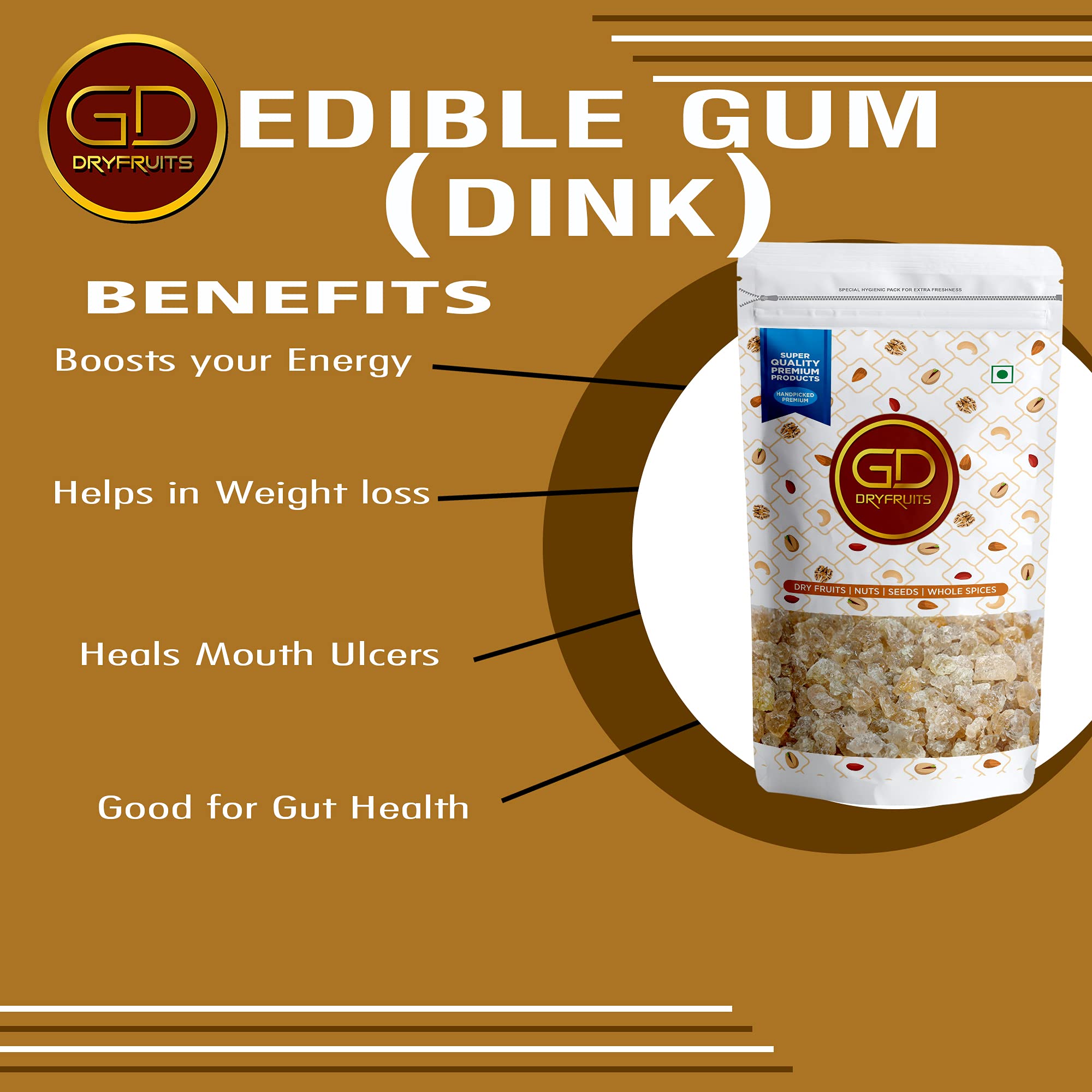 GD DRYFRUIT Gum|Babool Gond For Ladoo|Kikar,Dink,Gum Arabic Food Grade,Pure&Fresh 900 Gm 2