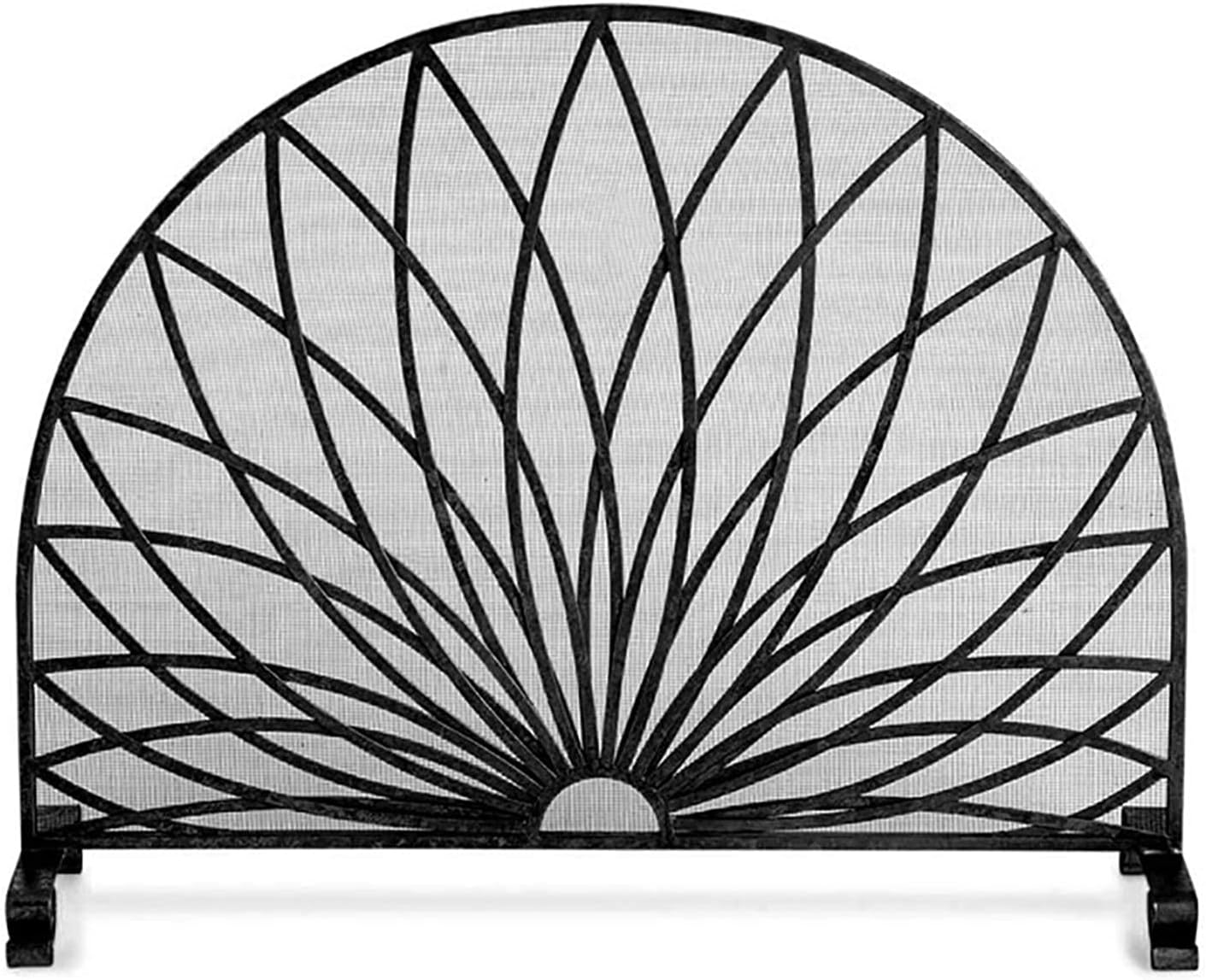 Fireplace Screen Guard, Hearth Screen Door for Painted Black Brick Fireplace， Country Wrought Iron Fireplace Screen Mesh Curtain， Single Panel Fireguard (Color : Gold， Size : A)