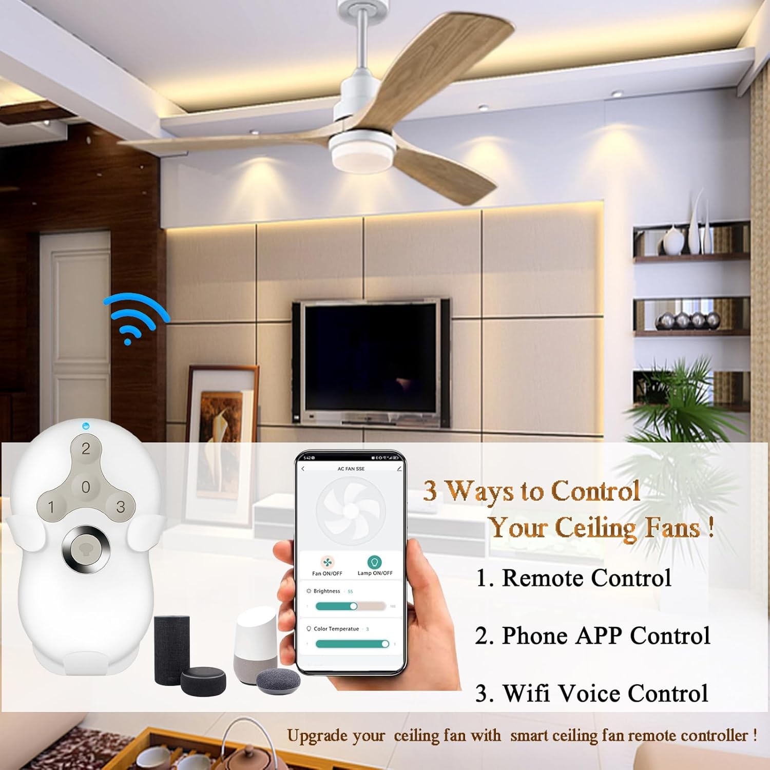 Hunter Ceiling Fan Remote Control Kit, Compatible with Alexa, Google Assistant and Smart Life App
