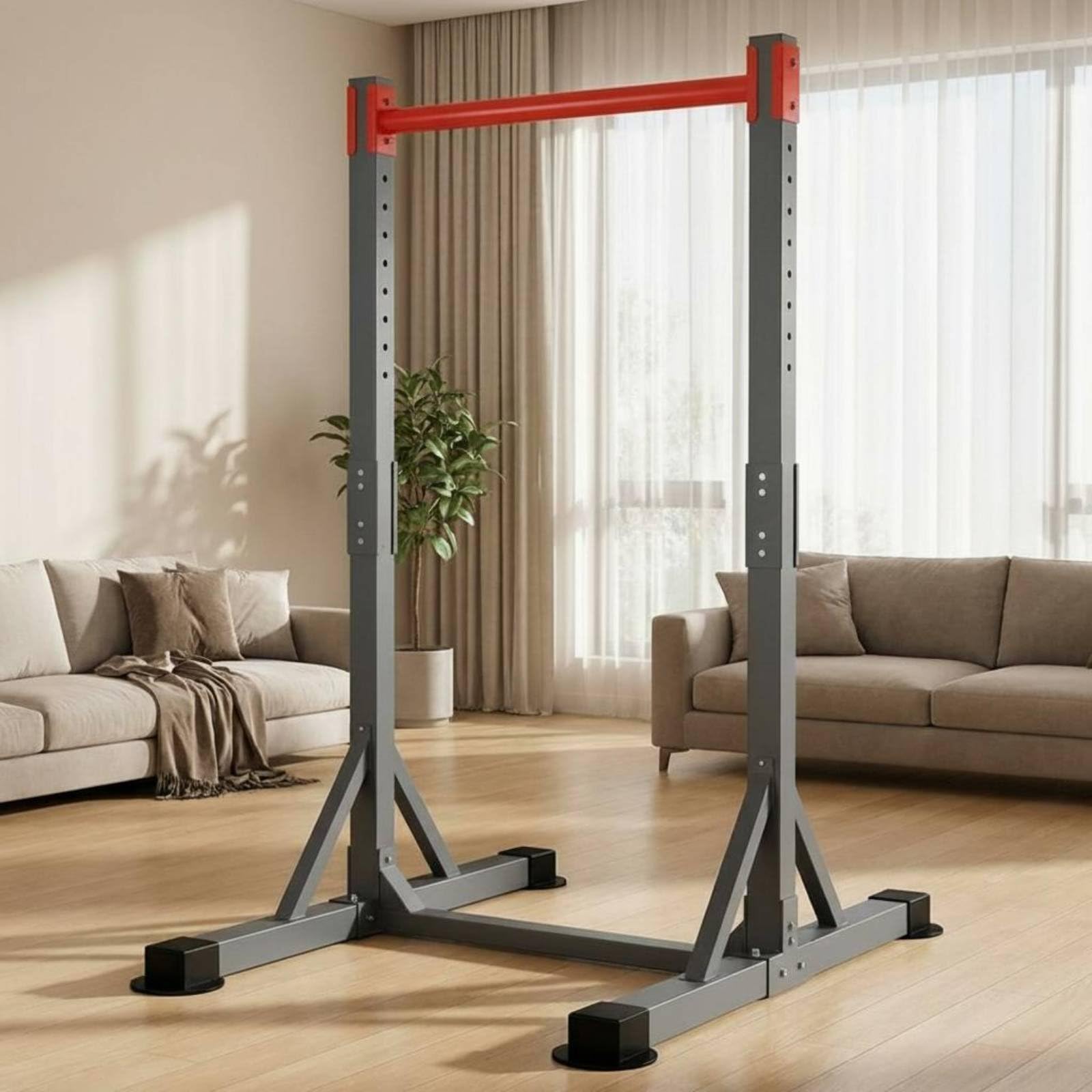 Sbarra Fitness da Terra Portata Elevata Rack Calisthenics Casa Regolabile Sbarra Trazioni Autoportante per Bambini, Interno