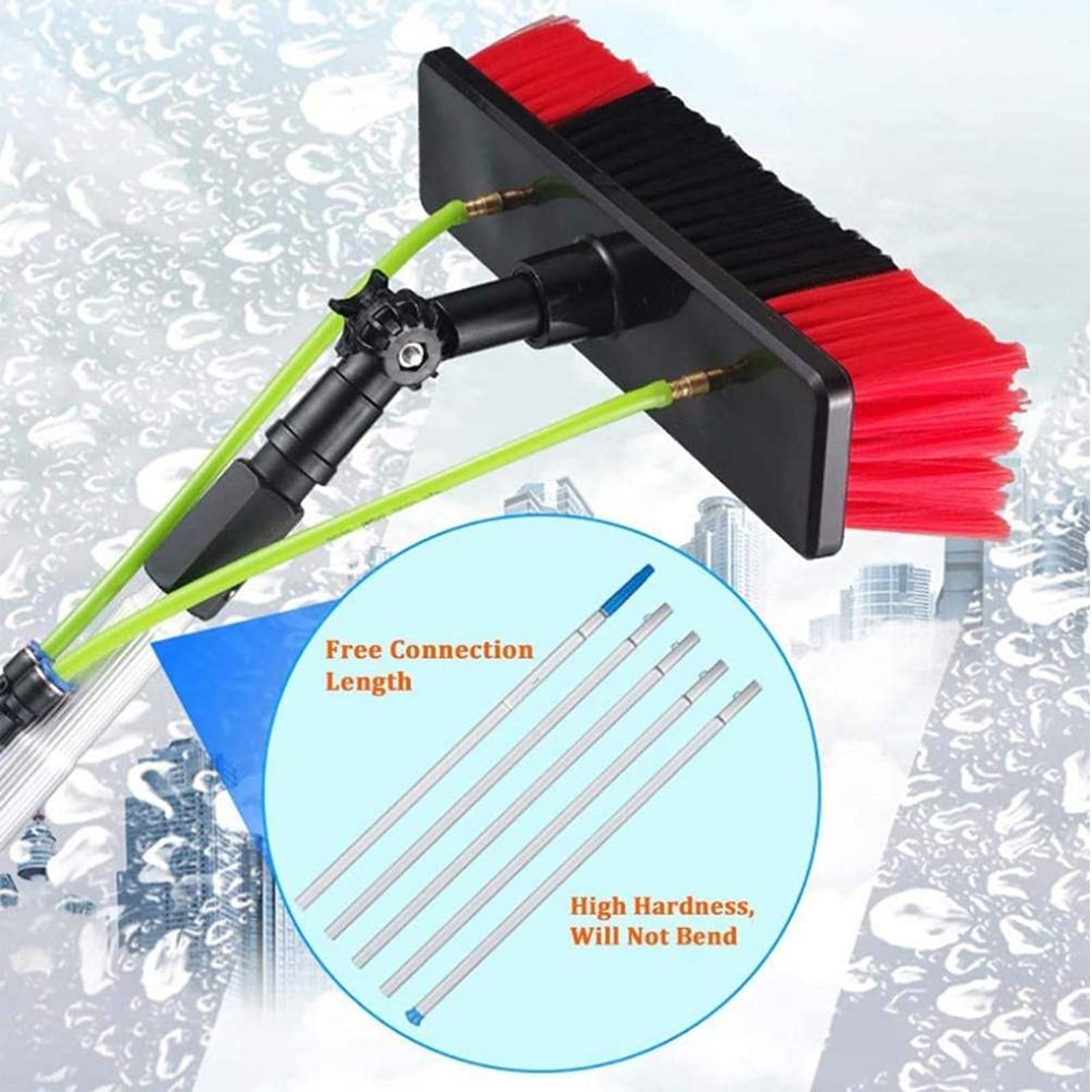 Limpiador fotovoltaico, pértiga para Limpiar Ventanas, Kit de pértiga con Suministro de Agua, Cepillo para Limpiar Ventanas con Mango extendido y Manguera de Agua, Kit de