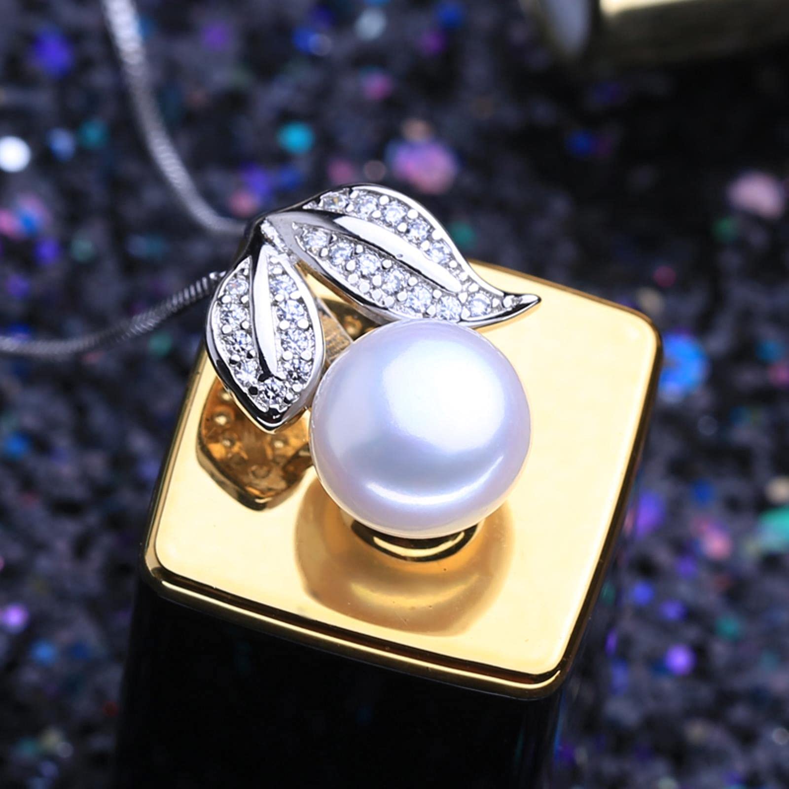 LOKILOKI Conjuntos De Joyas De Plata De Ley 925 Pendientes De Perla Natural Collar De Cadena con Colgante Bohemio Personalizado para Mujer Conjunto De Anillo