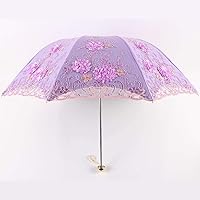 Vista 69 de Honeystore Sombrilla bordada con flor 3D plegable UV con encaje clásico