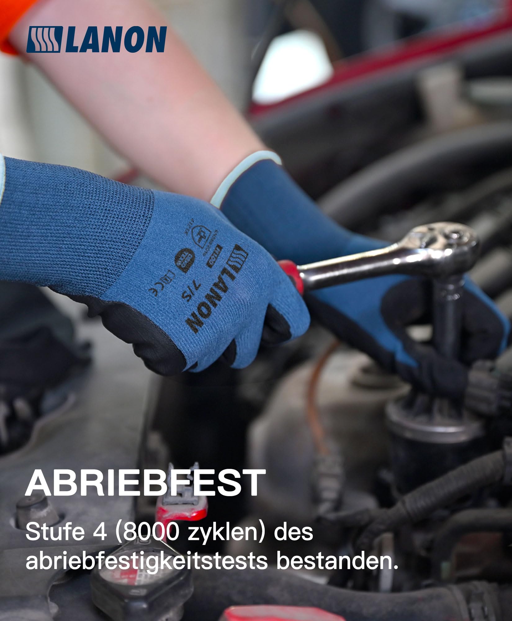 LANON 3 Paar Nitril Arbeitshandschuhe, Mechaniker Handschuhe für Herren Damen, Rutschfester Griff, Hautfreundlich, Atmungsaktive, S/7 Baumarkt
