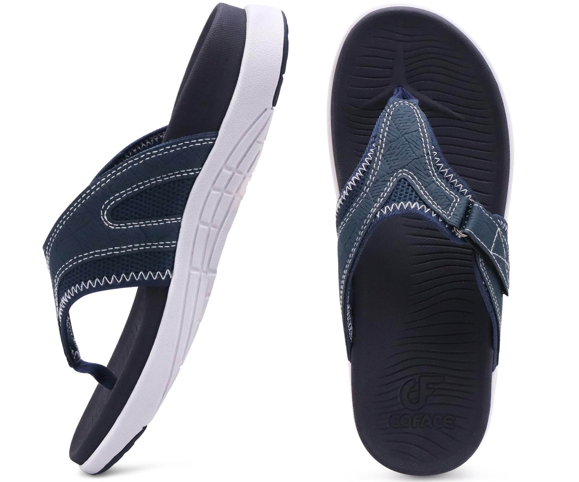 COFACE Tongs Homme Sandales de Sports Soutien de Voûte Plantaire Orthopédiques Réglable été Flip Flop Chaussures de Plage Piscine Antidérapant