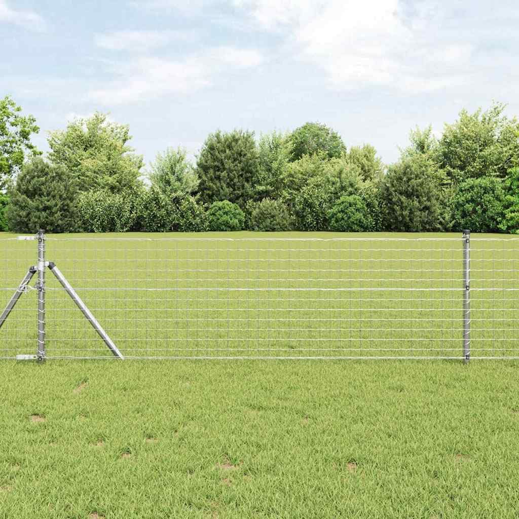 26 szt. zabetonowanych słupków ogrodzeniowych, kolor srebrny, stal | Malowana proszkowo, odporna na warunki atmosferyczne, cylindryczna konstrukcja, do ogrodu i na taras, do mocowania młotka