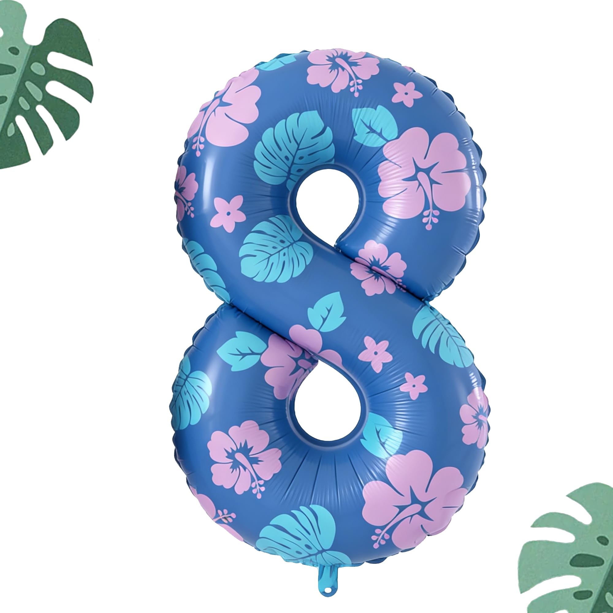 Photo 1 of ?40 Inch Number 8 Balloon Leaf and Flower Birthday?8th Birthday Decorations for Kids' Parties Hawaii Party Supplies Favor Pink and Blue