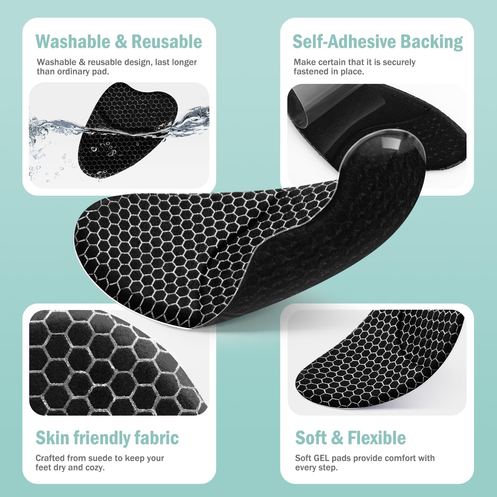 ZAIWOO Almohadillas metatarsianas para mujer, almohadillas de pie para mujer, inserciones de talón para mujer, almohadillas de talón para zapatos, (2 pares de almohadillas para los pies), almohadillas