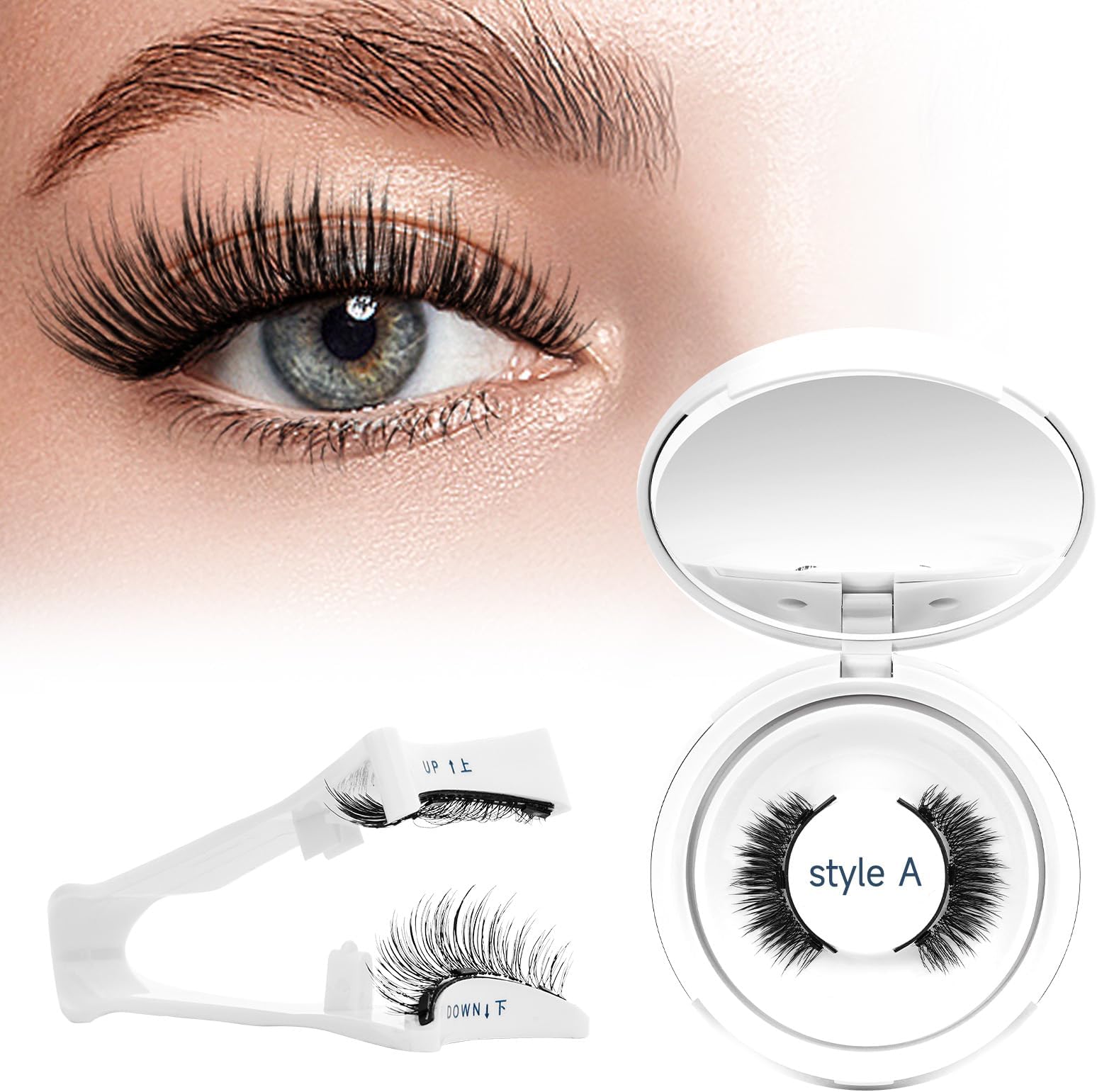 Higu clace Magnetic Eyelashes 1 Pairs Magnetic Eyelashes with Applicator Soft Natural Look Wispy Magnet Lashes Without Eyeliner Easy to Wear and Remove(DJCX-A-FX)