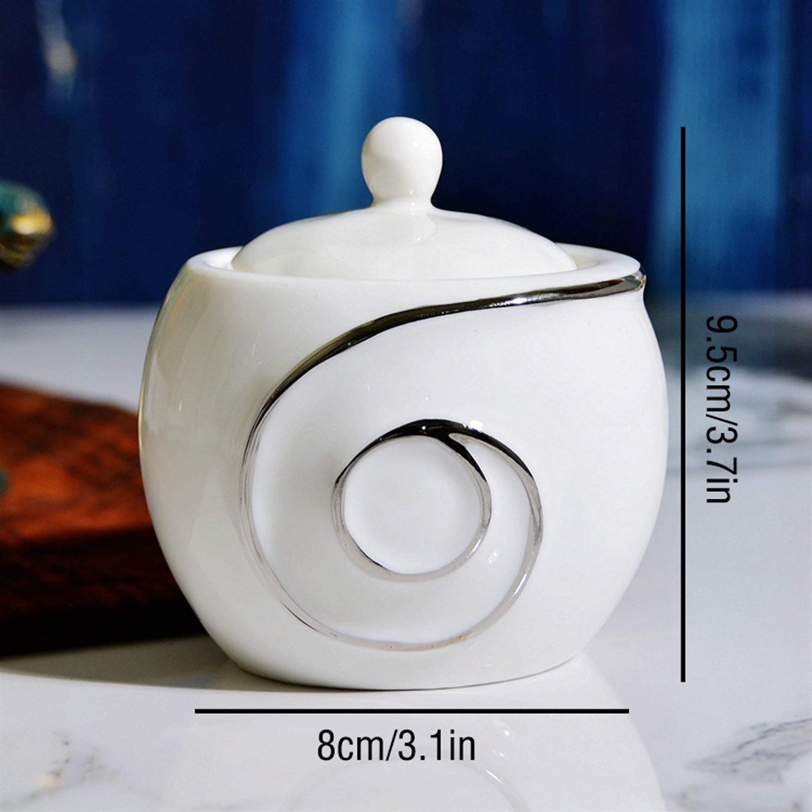 Sucrier Sucrier avec Couvercle Simple Blanc Argenté Artisanat Céramique Assaisonnement Bol Sel Bol à café Sucrier Le Meilleur Choix pour Les Cadeaux Entre Amis Bonbonnière Bocaux