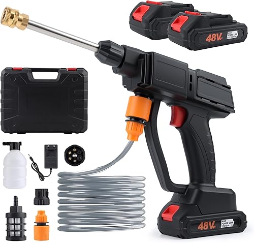 Lavadora a presión inalámbrica portátil, lavadora a presión inalámbrica con batería con boquilla 6 en 1, caja de herramientas y manguera de 16 pies,