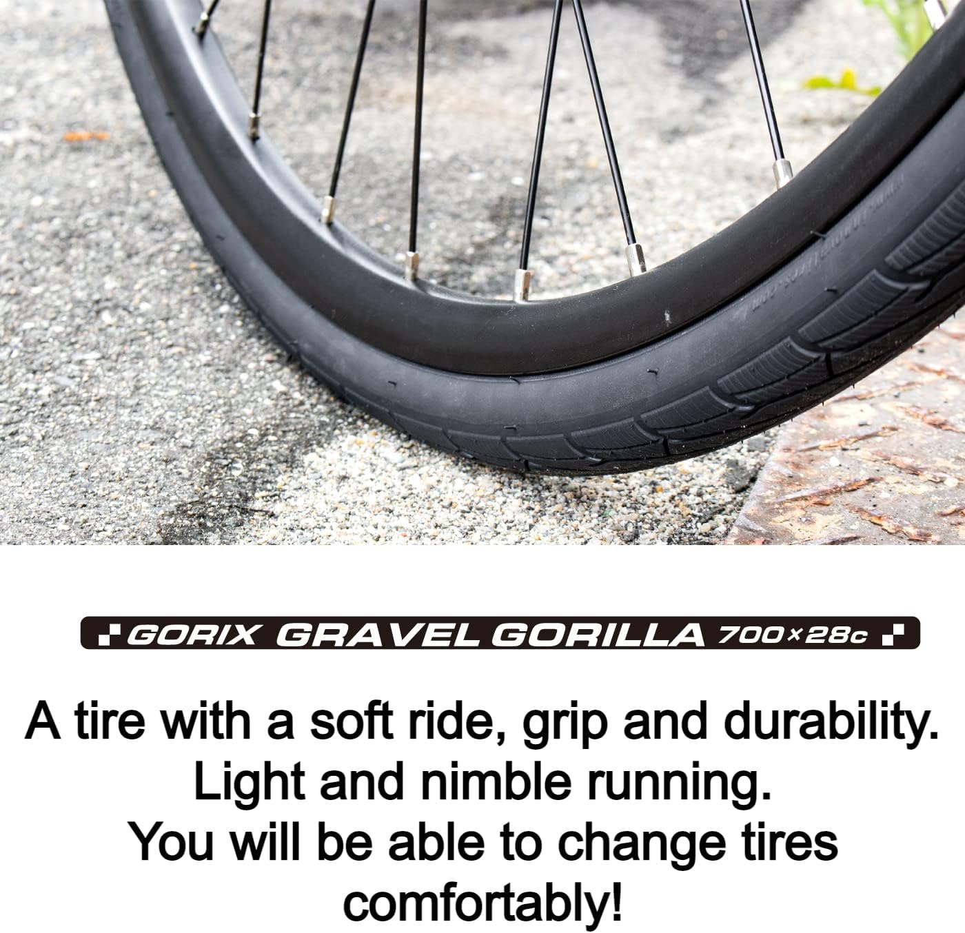 GORIX Road Bike Clincher Tire 700×28C Tread Gravel Road Cycling Bicycle (Gravel Gorilla)