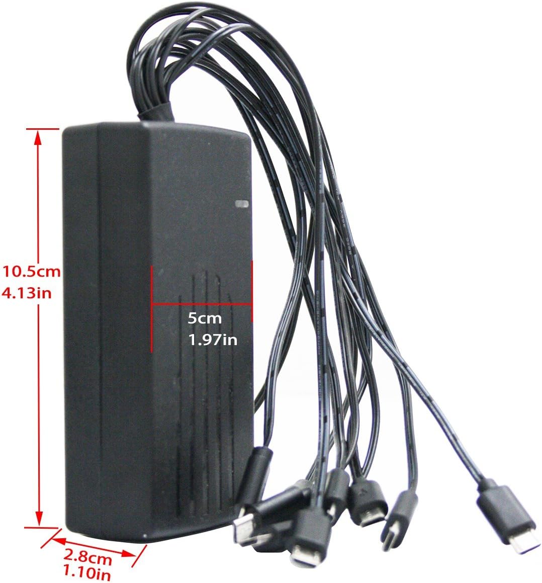 EXMAX 10-ports Micro USB Charger 1 M Cable for Wireless Tour Guide System(ELGT-470) Transmitter or Receiver,Power Small Devices And Electronics That Use Micro USB 2.0 Jack(10-ports Charger)