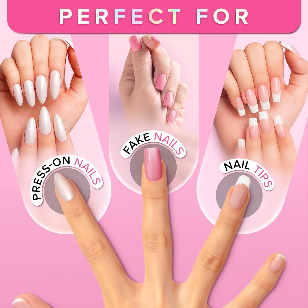 Super Strong Nail Glue for Press On Nails, Tips & False Nails (8ml) NYK1 NailBond Brush On Nail Glue Extra Strong for Press Ons, Tips & Acrylics - Long Lasting, Maximum Strength, Mess-Free Application — view 2
