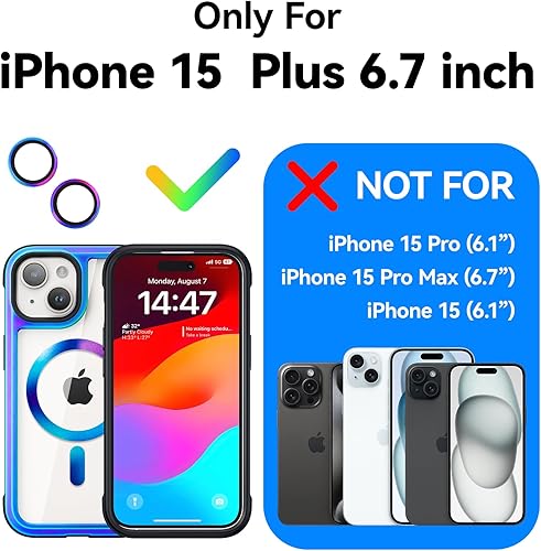 Miniatura 2 de Meifigno Rainbow Mag Series - Funda diseñada para iPhone 15 compatible con MagSafe y 3 protectores de grado militar, con 2 protectores individuales