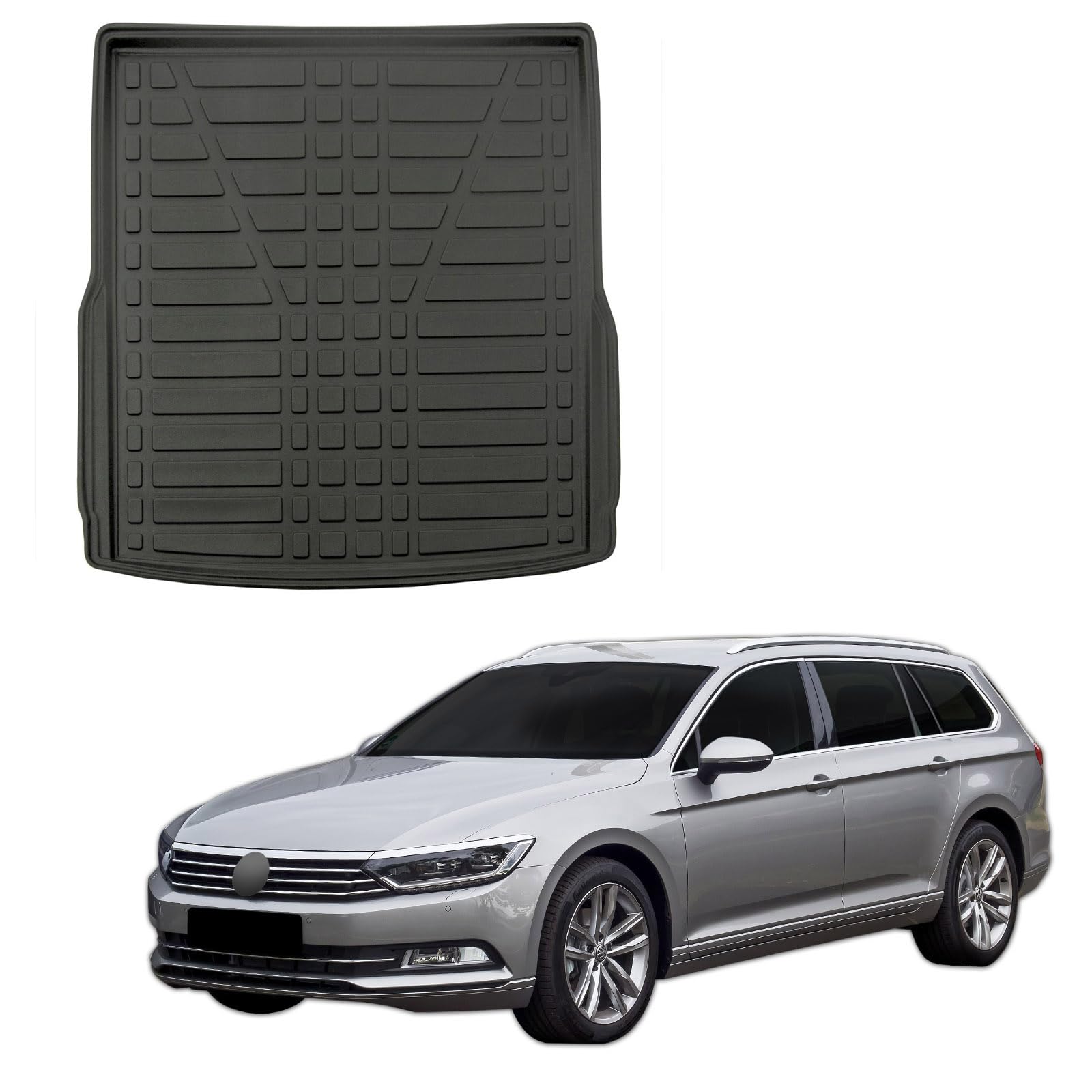 SCOUTT Vasca Bagagliaio per Volkswagen Passat B8 Wagon 2014-2023, in TPE su Misura, Proteggi Baule con Bordo Alto 4 cm, Antiscivolo, Inodore