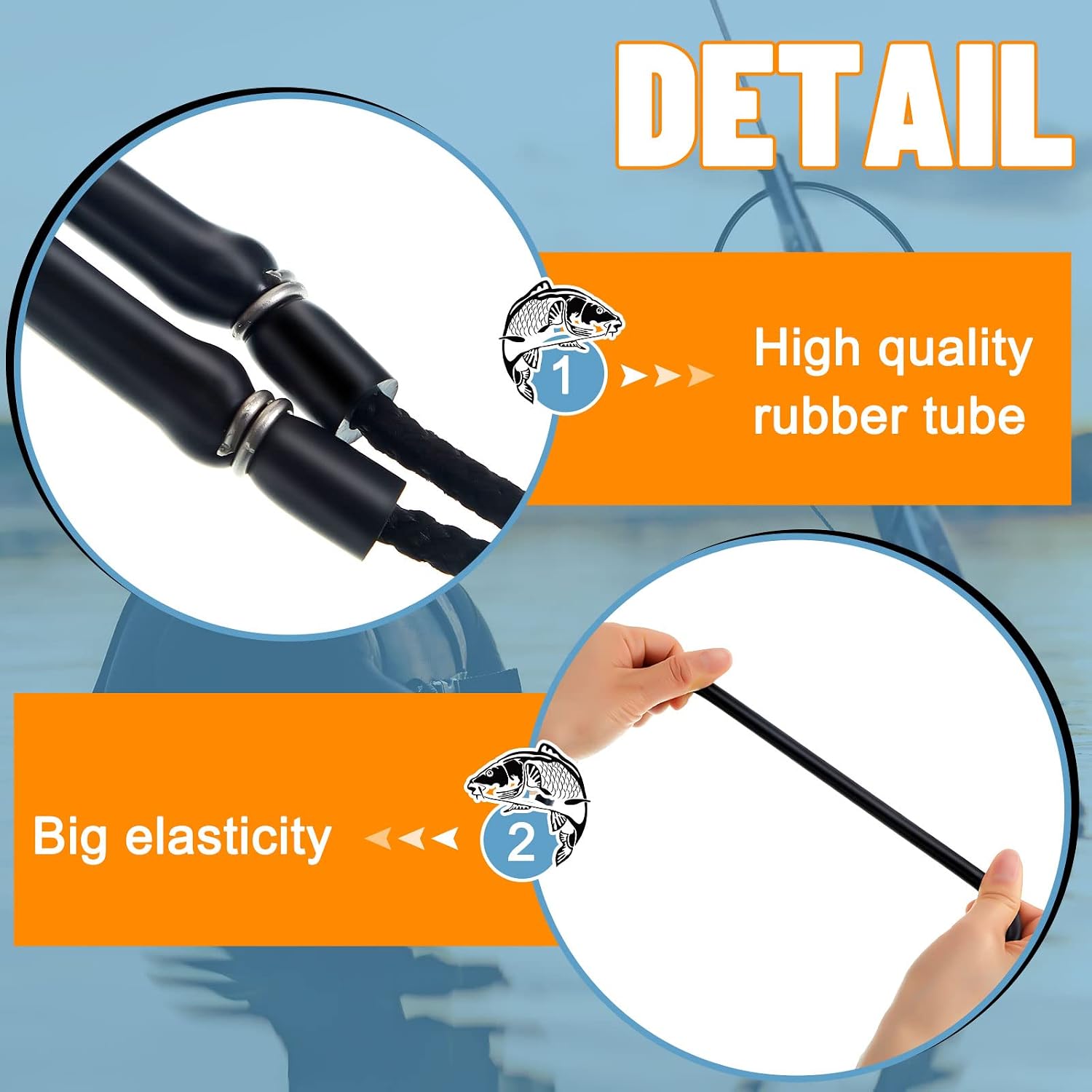 Riakrum 3 Pcs Pole Spear Sling Rubber Speargun Bands Ice Fishing Ice Spearing Equipment for Harpoon Spearfishing Diving, 28 Inch Long