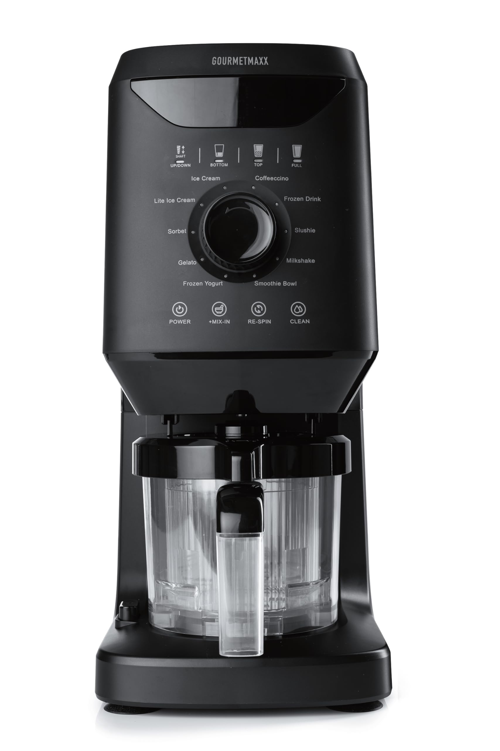 GOURMETmaxx SmoothUp maszyna do lodów 800 W | maszyna do lodów z 10 programami z funkcją mix-in | maszyna do lodów – samodzielne robienie lodów i lodów | wyświetlacz LED – 2 kubki w zestawie