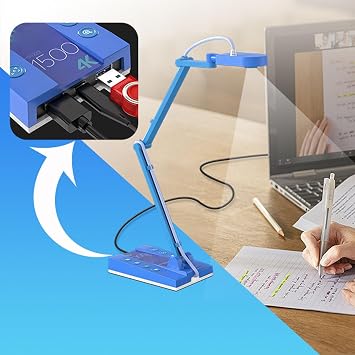 4K USB Document Camera, Auto Focus, Built in LED Light, Image Invert, 30fps 15MP Foldable Webcam, Compatible with Windows, MacOS and Chrome OS