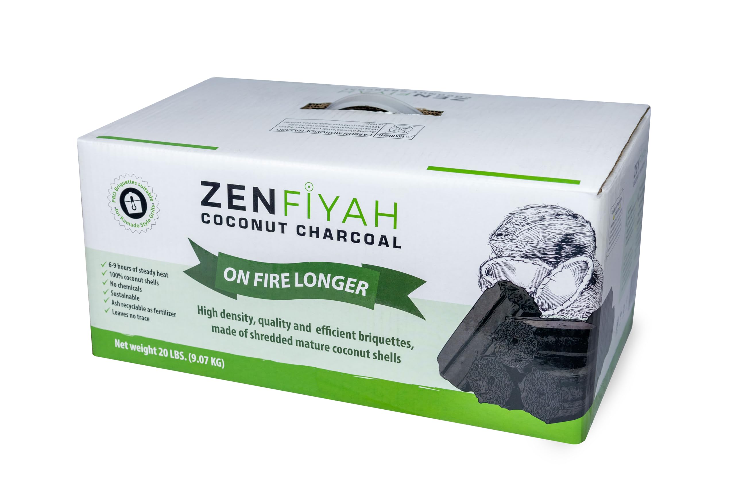 Amazon.com : ZENFIYAH Coconut Charcoal HEX Briquettes, 20 lbs
