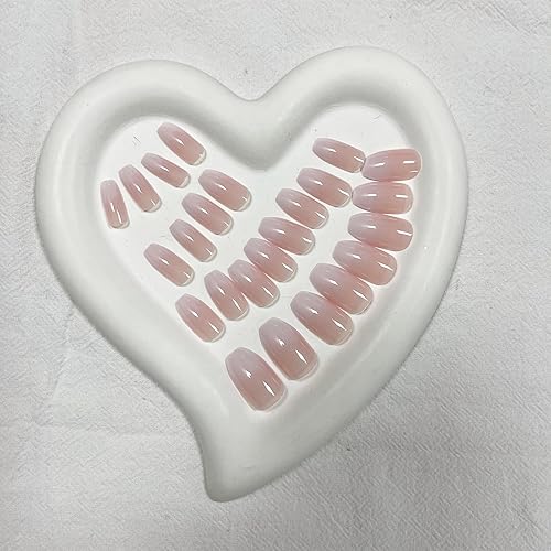 Miniatura 5 de Uñas postizas a presión con degradado blanco y rosa, uñas postizas cuadradas medianas, uñas postizas blancas con diseño degradado, uñas acrílicas