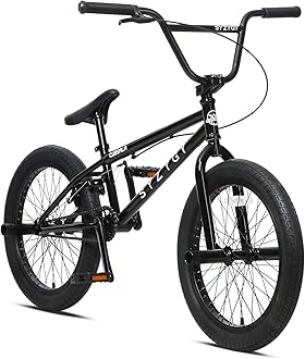 cubsala 20 Inch Freestyle BMX Bike for Age 6 7 8 9 10 11 12 13 14 Years Old Boys Teen Beginner Riders Bicycles Motorcross with Pegs, Light Black with Black Tires