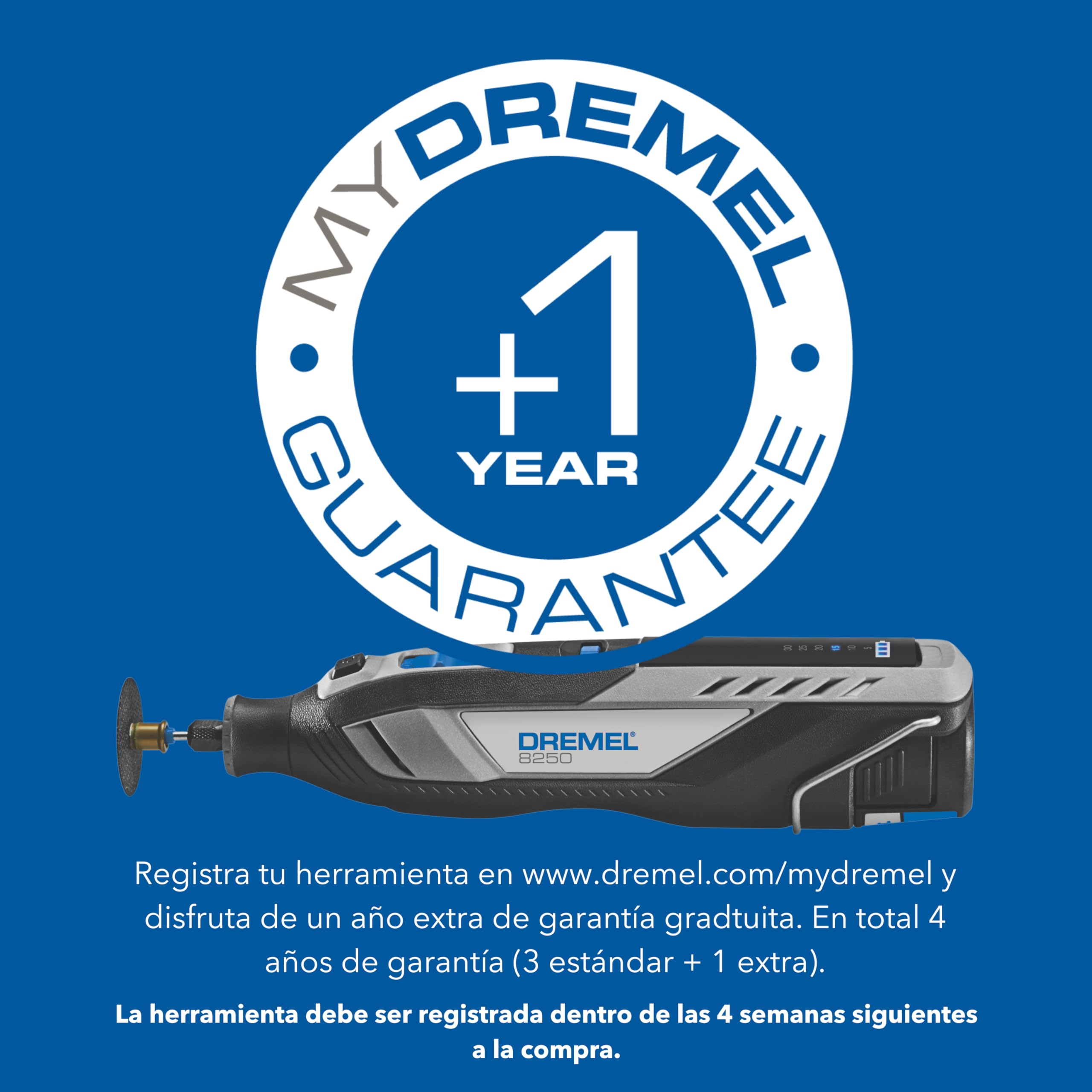 Dremel 8250 Herramienta rotativa sin cable 12V sin escobillas 5.000-30.000 RPM Kit con caja Dremel, 65 accesorios, 5 adaptadores 2 batería+cargador para amolar, taladrar, fresar, eliminar lechada