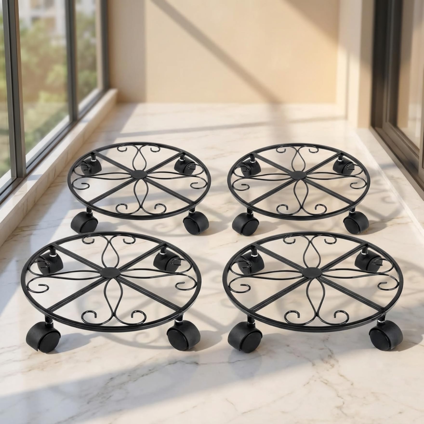 Cast Iron Plant Caddy - Rolling Stand for Pots -16