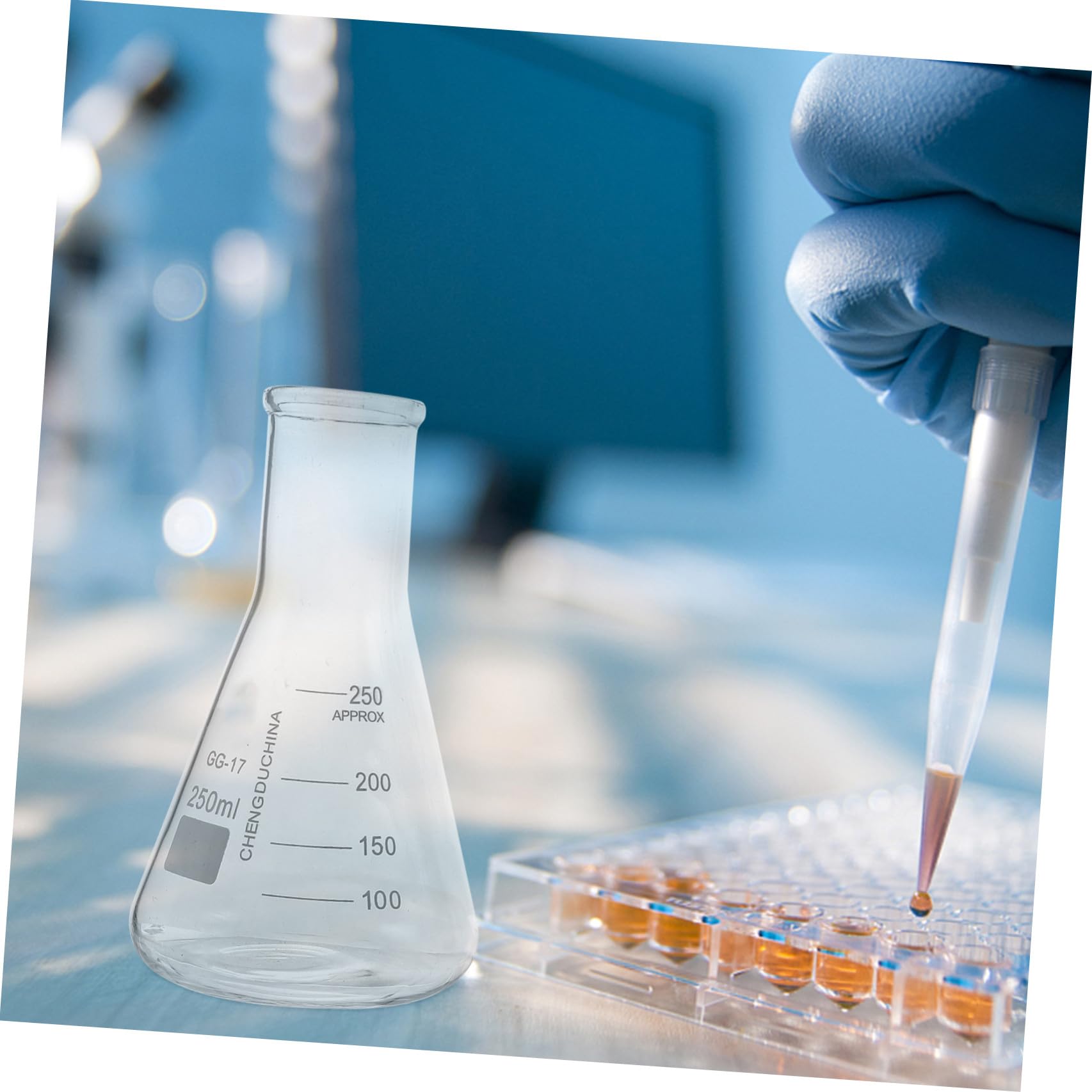Set 9 Pezzi Bicchieri Graduati in Vetro Resistente ad Alta Temperatura da 50ml a 250ml per Laboratorio e Educazione Misurazione Accurata