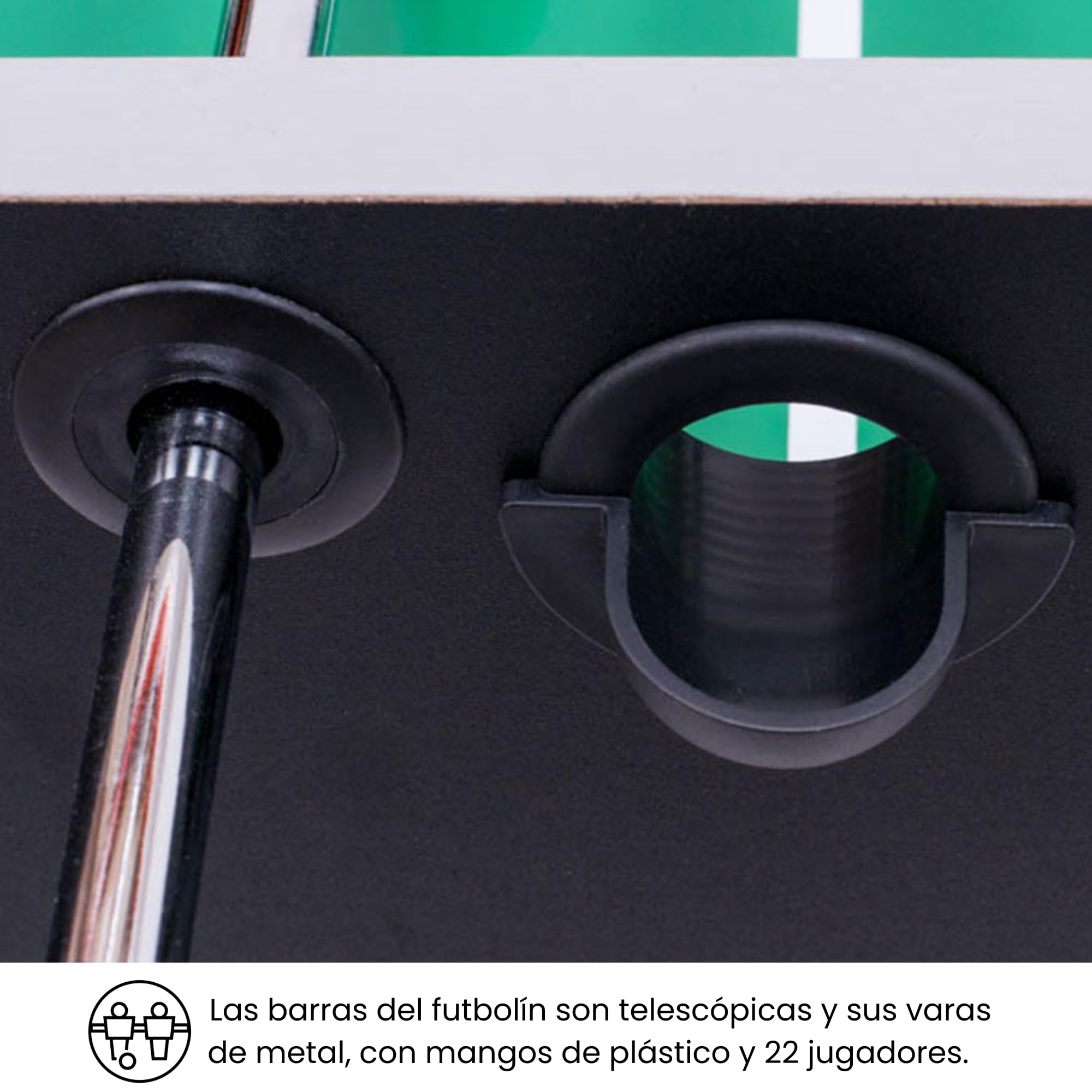 Devessport - Futbolín Silver Semi Profesional con Niveladores y Posavasos | Futbolín con Retorno de Bolas| Modelo de Gran Tamaño para Adultos y Niños